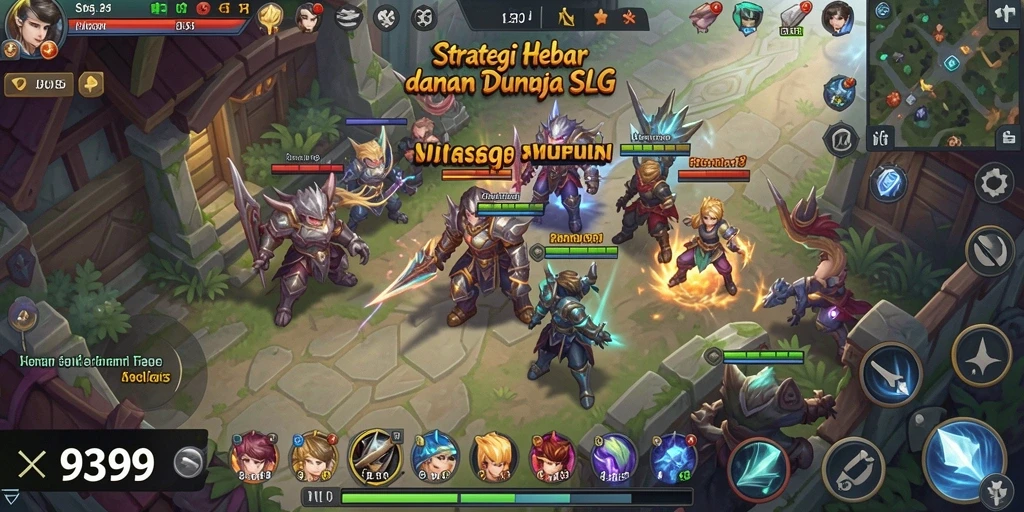 Screenshot gameplay 9399 menampilkan pertempuran mendebarkan dalam strategi SLG.
