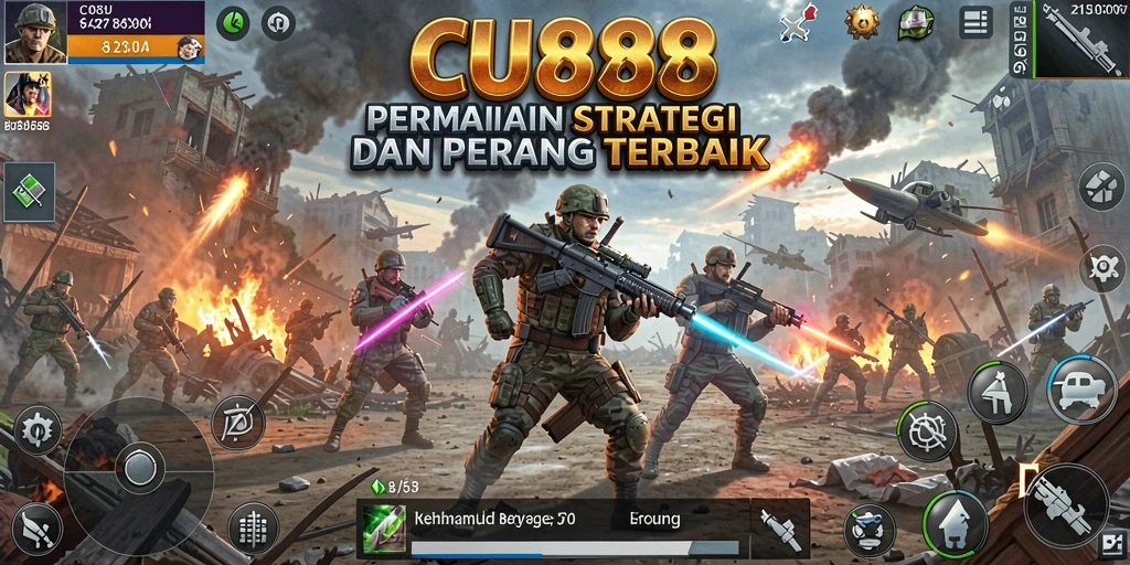 Screenshot CU888 menampilkan aksi pertempuran mendebarkan dalam game SLG.