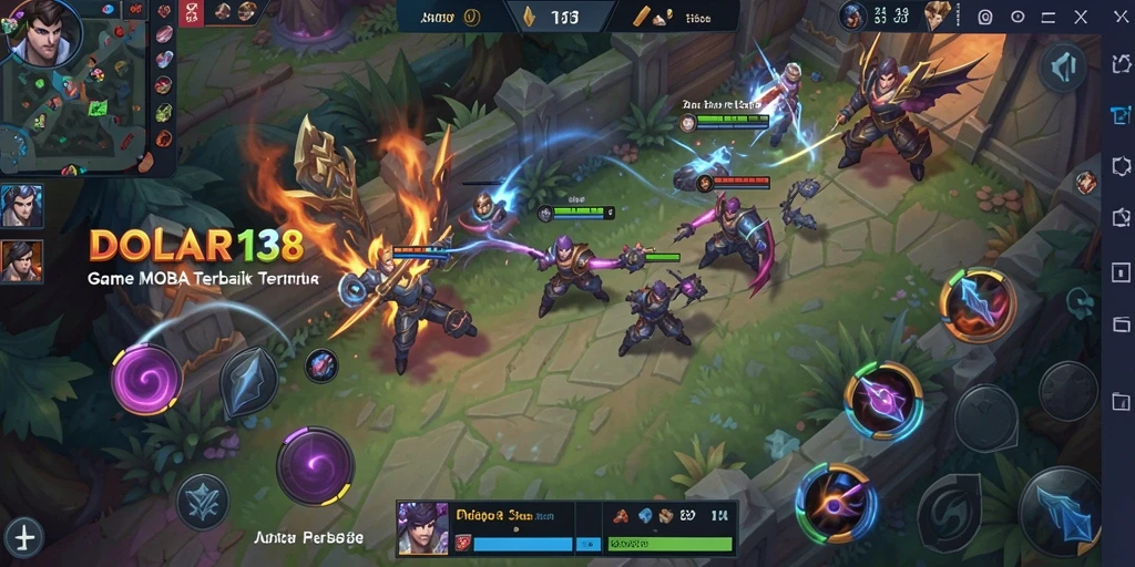 Screenshot DOLAR138 menampilkan aksi seru dalam pertempuran MOBA.