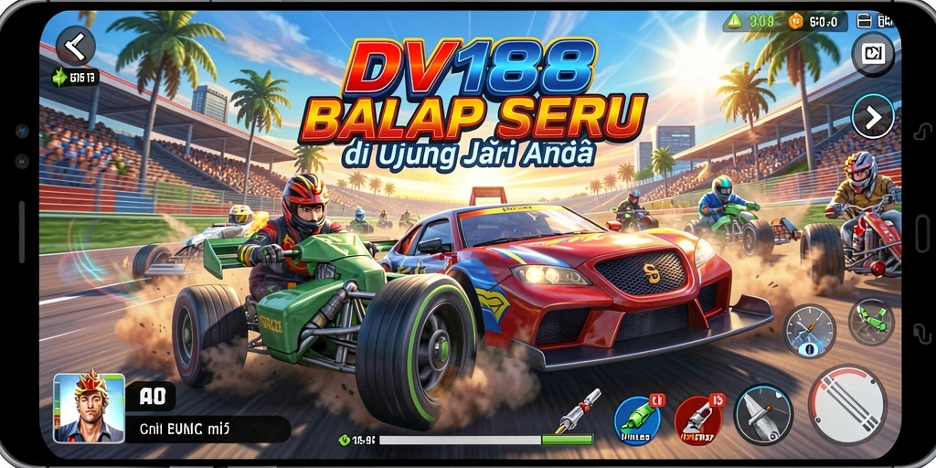 Tangkapan layar gameplay balapan seru di DV188 dengan visual menarik.