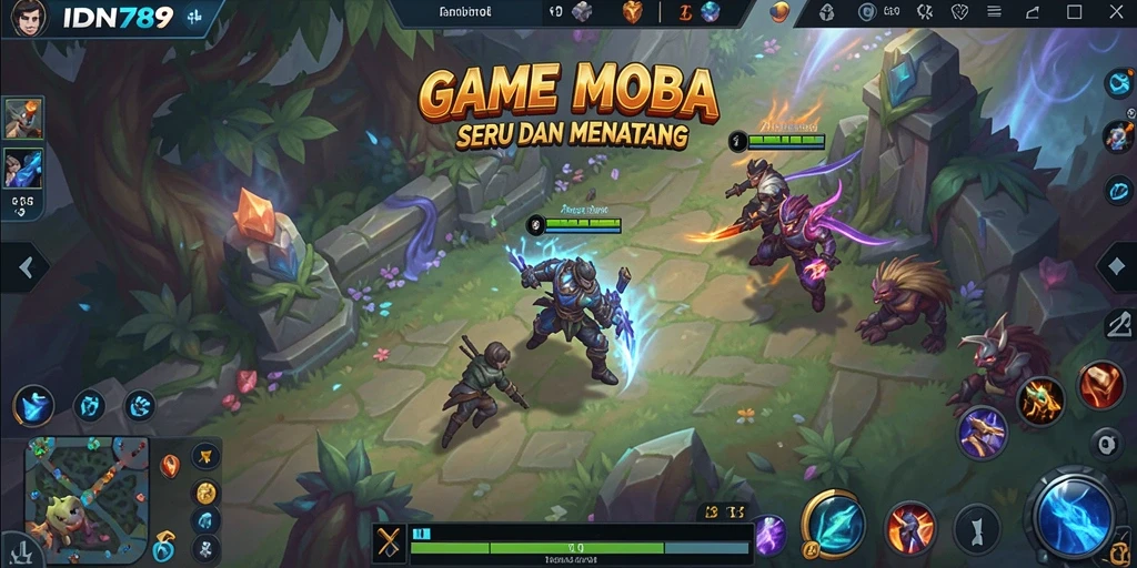 Tampilan gameplay IDN789 yang menarik dan kompetitif dalam arena MOBA.