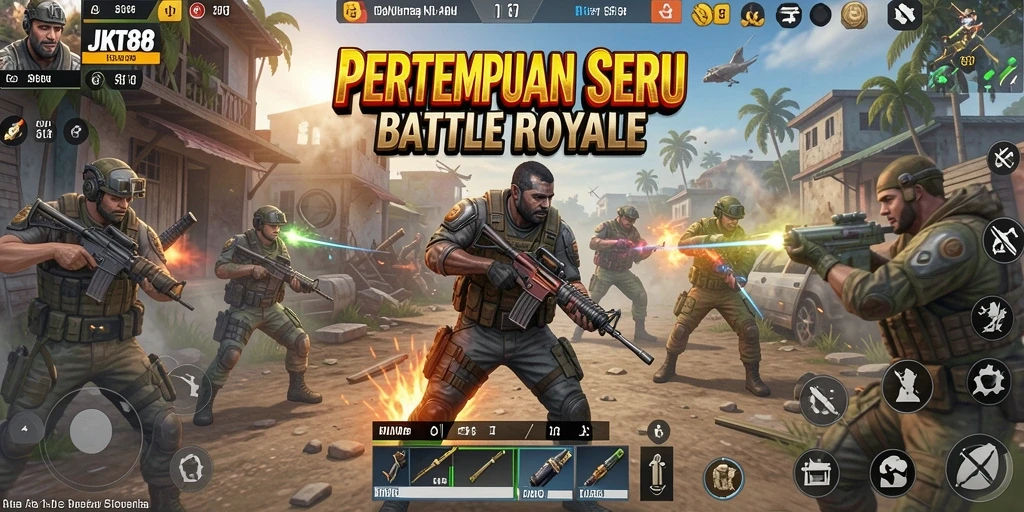Tampilan gameplay intens dalam pertempuran Battle Royale.