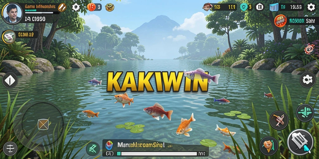 Tampilan gameplay KAKWIN dengan aksi memancing yang mendebarkan.
