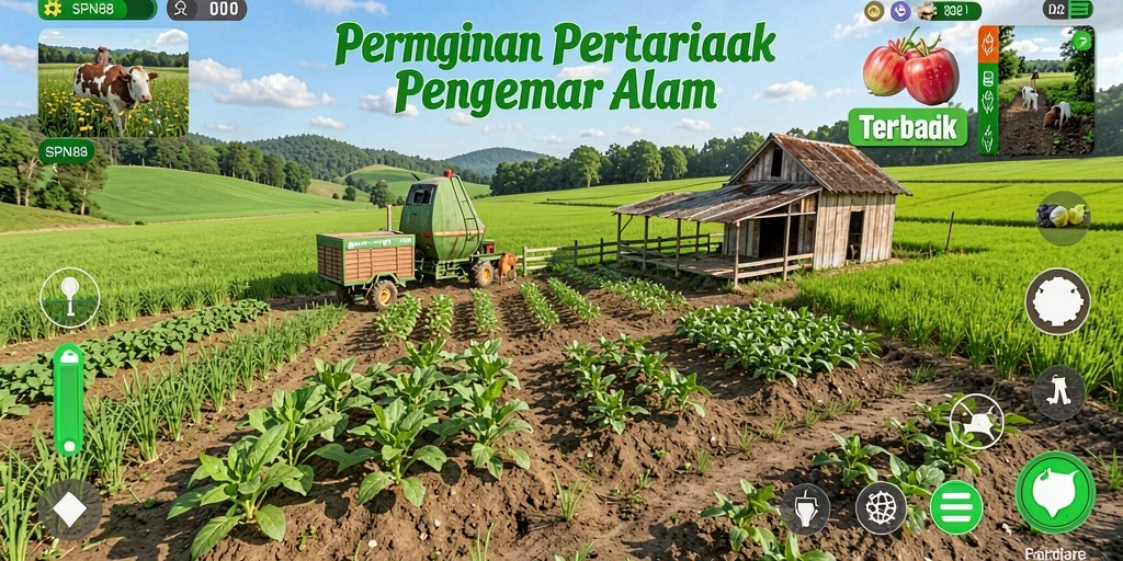 Tangkapan layar SPN88 menampilkan berbagai aktivitas pertanian yang seru.
