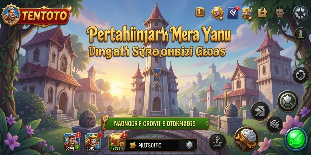 Screenshot TENTOTO menampilkan aksi seru pertahanan menara.