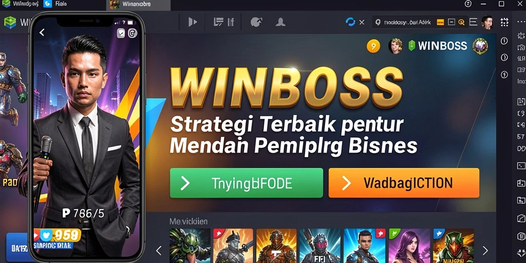 Screenshot gameplay WINBOSS menunjukkan aksi strategis dalam mengelola bisnis.